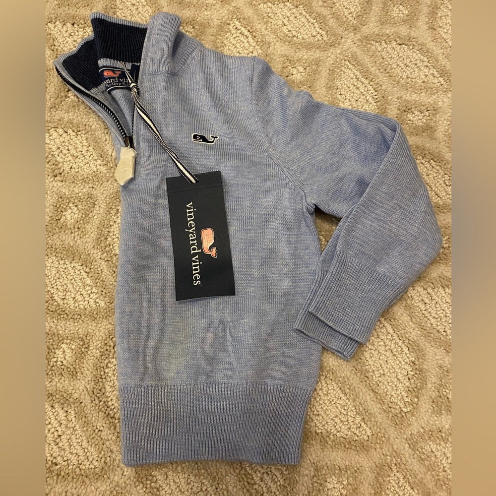NWT Vineyard Vines boys 2T Jake light blue zip up sweater